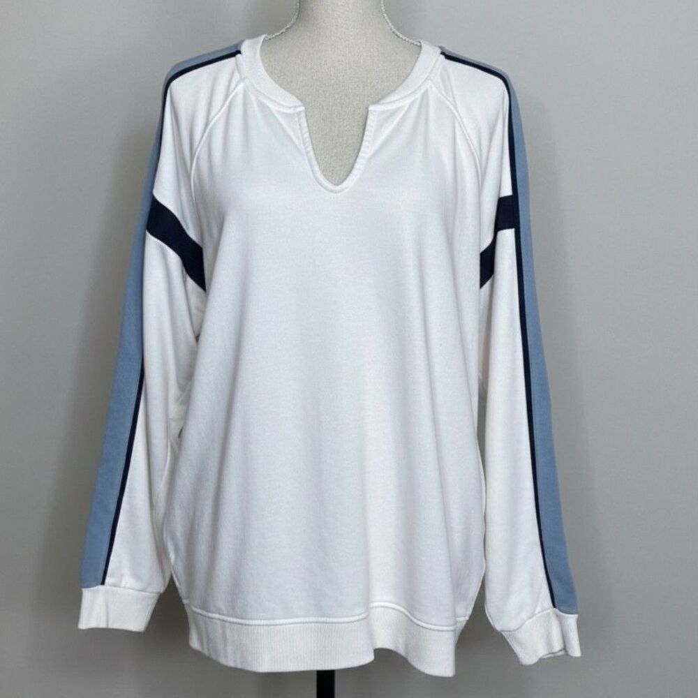 LOU & GREY CASUAL COLOR BLOCK NOTCH NECK EVERYDAY WEAR SWEATSHIRT SIZE LARGE